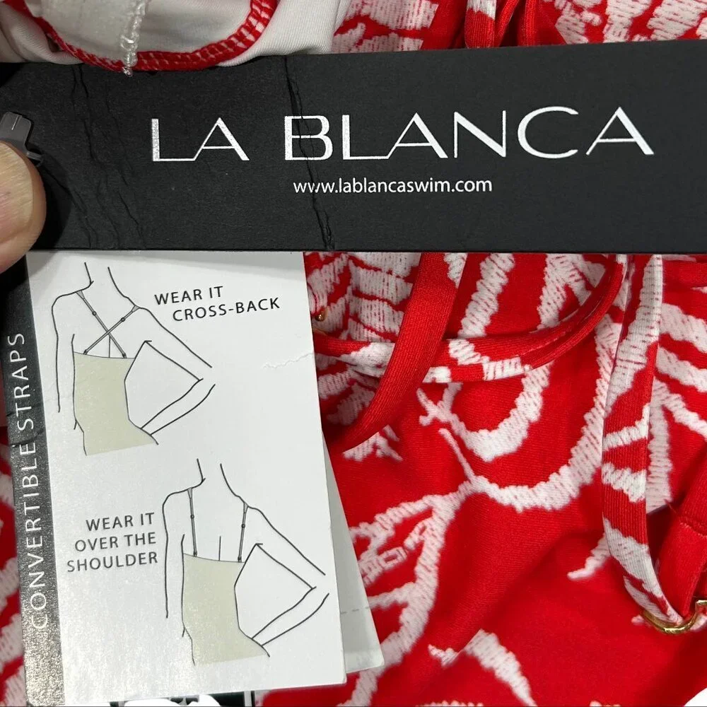 La Blanca NWT Orange White Tropical Floral One-Piece Swimsuit Size 6 - Picture 5 of 8